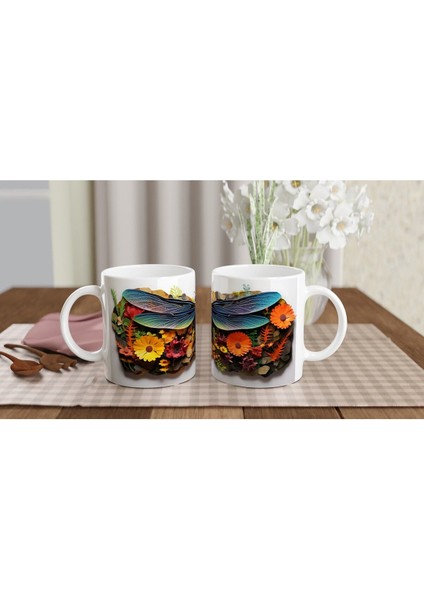 Renkli Çiçekler Arasında Yusufçuk Temalı Baskılı Kupa Bardak indirimleri