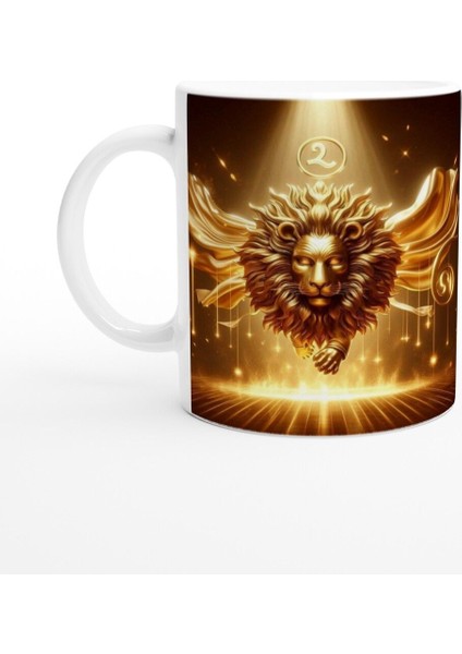 Aslan Burcu Baskılı Kahve Kupası - Zodyak Maskeli Balo Vs4