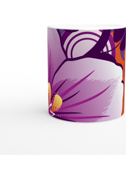 Mor & Turuncu Soyut Çiçek Desenli Kupa Bardak fiyatları