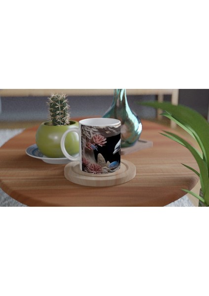 Karanlık Derinliklerde Yüzen Yunus ve Mercanlar Temalı Kupa Bardak fırsatları