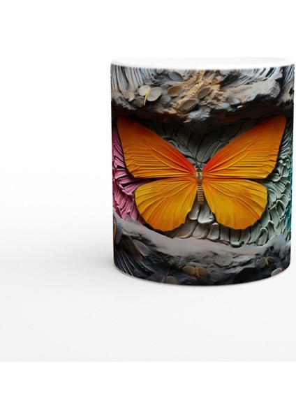 Renklerin Dansı Içinden Fırlayan Kelebek Temalı Baskılı Kupa Bardak