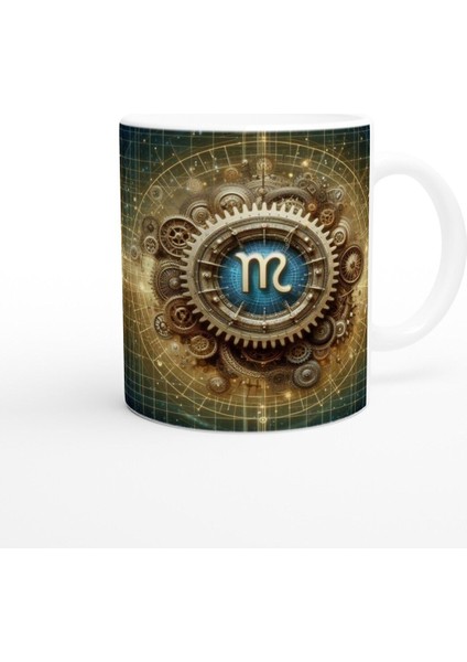 Başak Burcu Baskılı Kahve Kupası - Zamanın Çarkları Astroloji Mekanizması Vs3 modelleri