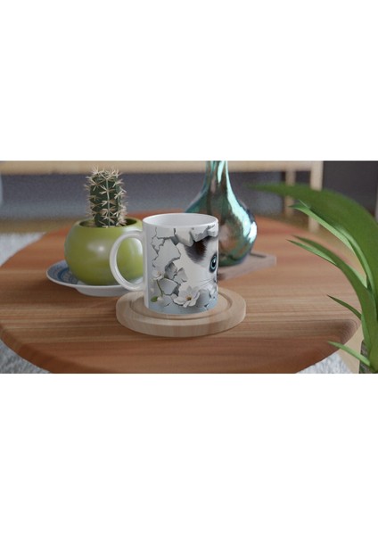 Çatlak Duvardan Bakan Lemur Temalı Baskılı Kupa Bardak fırsatları