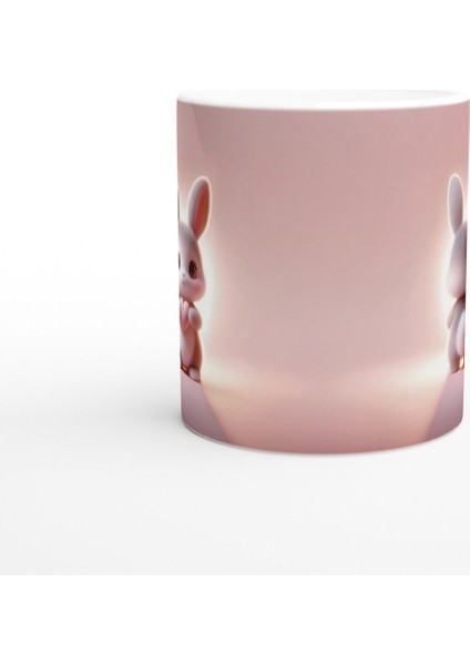 Kalpli Tavşan Figürlü Sevimli Pembe Temalı Baskılı Kupa Bardak fiyatları