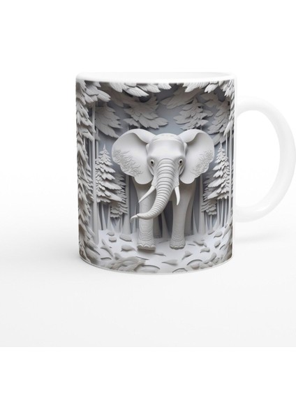 Ormanda Beliren Fil Silueti Temalı Baskılı Kupa Bardak modelleri