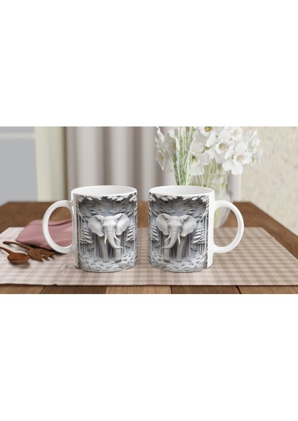 Ormanda Beliren Fil Silueti Temalı Baskılı Kupa Bardak indirimleri