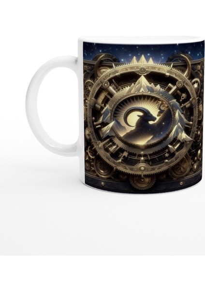 Oğlak Burcu Baskılı Kahve Kupası - Zamanın Çarkları Astroloji Mekanizması Vs2