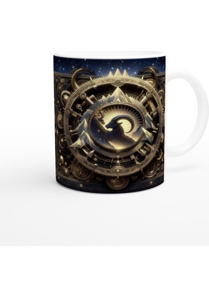 Oğlak Burcu Baskılı Kahve Kupası - Zamanın Çarkları Astroloji Mekanizması Vs2 modelleri