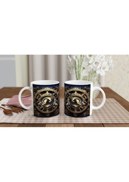 Oğlak Burcu Baskılı Kahve Kupası - Zamanın Çarkları Astroloji Mekanizması Vs2 indirimleri