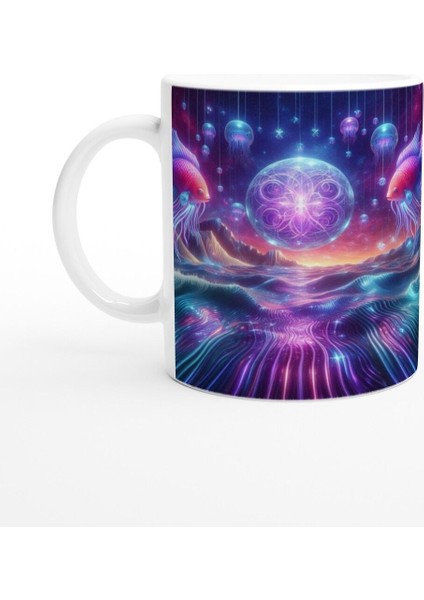 Balık Burcu Baskılı Kahve Kupası - Astral Denizaltı Dünyası Vs1