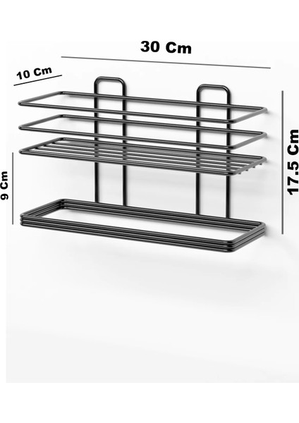 Krom Gümüş Yapışkanlı 2 Li Set Banyo Rafı ve Havluluk Raf Düzenleyici