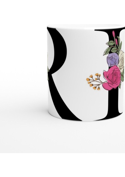 R Harfi Çiçek Süslemeli Harfli Kupa Bardak fiyatları