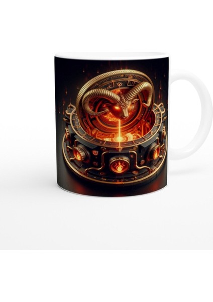 Koç Burcu Baskılı Kahve Kupası - Zamanın Çarkları Astroloji Mekanizması Vs4 modelleri