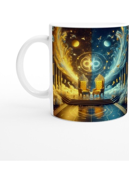 Ikizler Burcu Baskılı Kahve Kupası - Galaktik Taht Odası Temalı Vs4