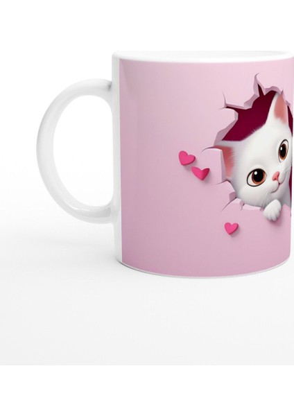 Kalpli Çatlak Duvardan Bakan Iki Sevimli Kedi Temalı Baskılı Kupa Bardak fiyatları