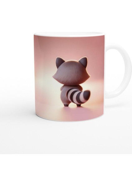 Kalpli Yanaklı Sevimli Rakun Temalı Baskılı Kupa Bardak modelleri