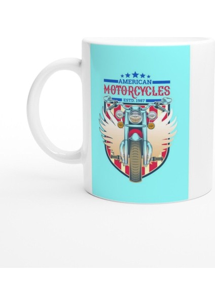 Amerikan Retro Motor Kanatlı Tasarım Baskılı Kupa Bardak