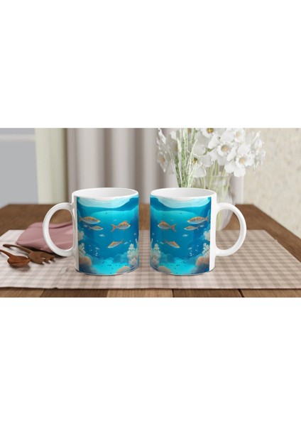 Okyanus Derinliklerinde Çizgili Balıklar Kupa Bardak indirimleri