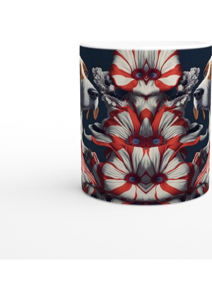 Çiçekler Arasında Basset Hound Temalı Baskılı Kupa Bardak modelleri