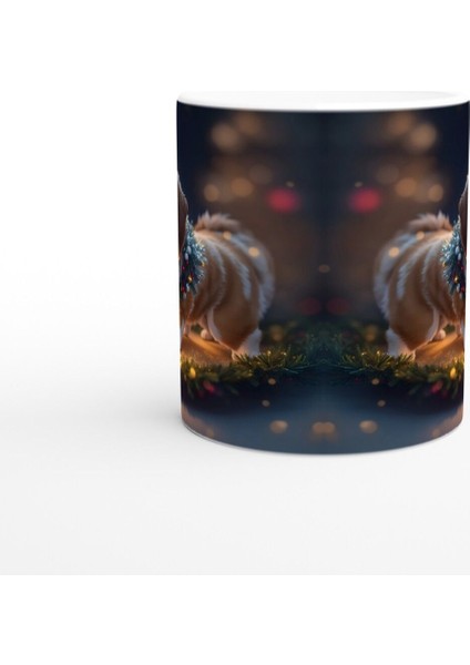 Işıl Işıl Süslenmiş Noel Köpeği Baskılı Kupa Bardak