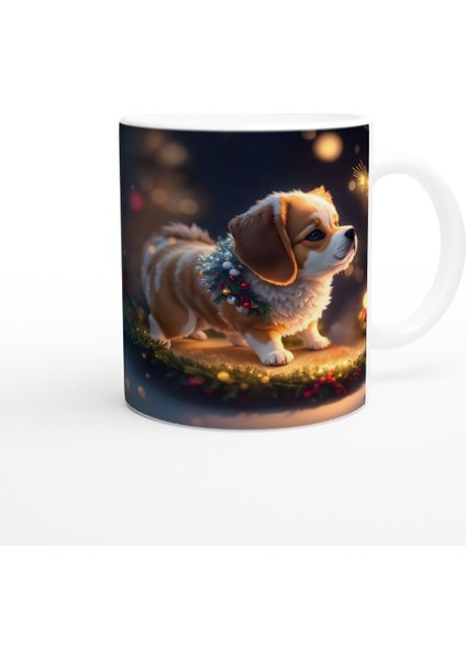 Işıl Işıl Süslenmiş Noel Köpeği Baskılı Kupa Bardak modelleri