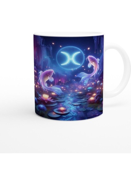 Balık Burcu Baskılı Kahve Kupası - Ay Işığında Zodyak Bahçesi Vs3 modelleri