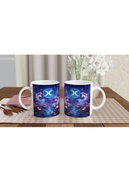 Balık Burcu Baskılı Kahve Kupası - Ay Işığında Zodyak Bahçesi Vs3 indirimleri