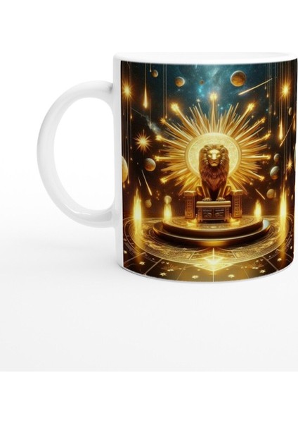 Aslan Burcu Baskılı Kahve Kupası - Galaktik Taht Odası Temalı Vs2