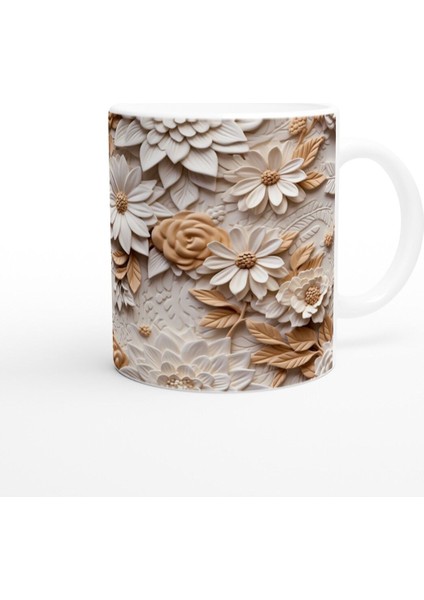 Tarçın Dokulu Rölyef Çiçek Kupa Bardak modelleri