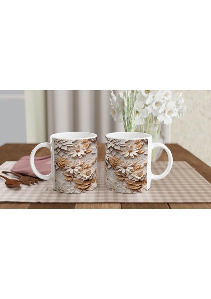 Tarçın Dokulu Rölyef Çiçek Kupa Bardak indirimleri