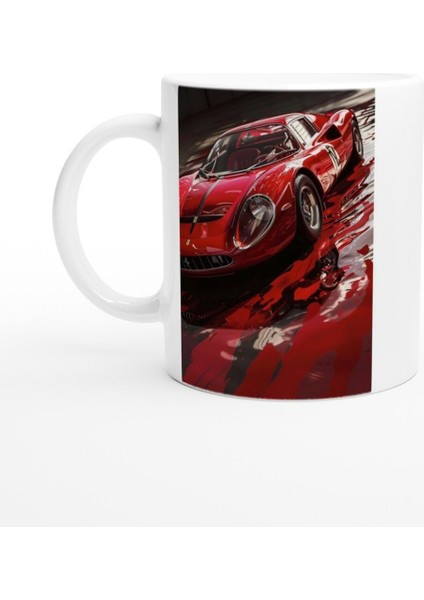 Kırmızı Retro Spor Araba Baskılı Kupa Bardak