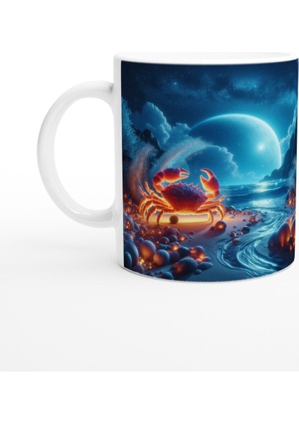 Yengeç Burcu Baskılı Kahve Kupası - Elementsel Doğa Krallığı Temalı Vs4