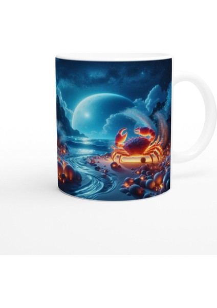 Yengeç Burcu Baskılı Kahve Kupası - Elementsel Doğa Krallığı Temalı Vs4 modelleri