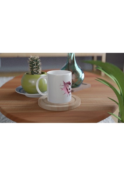 Kalp Şeklinde Çatlak Duvardan Bakan Iki Tatlı Kedi Temalı Baskılı Kupa Bardak fırsatları