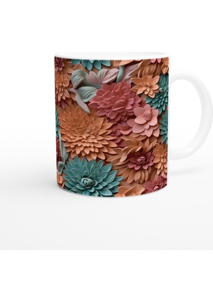 Canlı Rölyef Çiçek Bahçesi Kupa Bardak modelleri