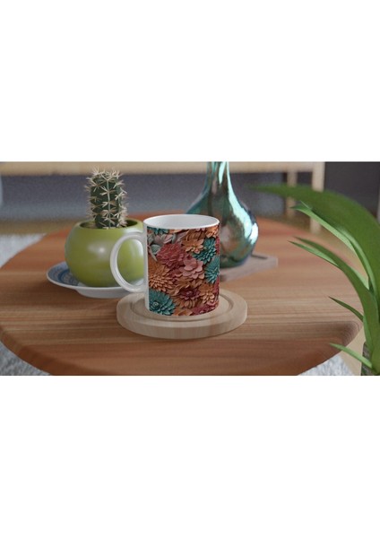 Canlı Rölyef Çiçek Bahçesi Kupa Bardak fırsatları