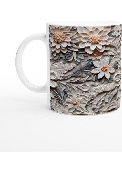 Gümüş Zarafeti Rölyef Çiçekli Kupa Bardak