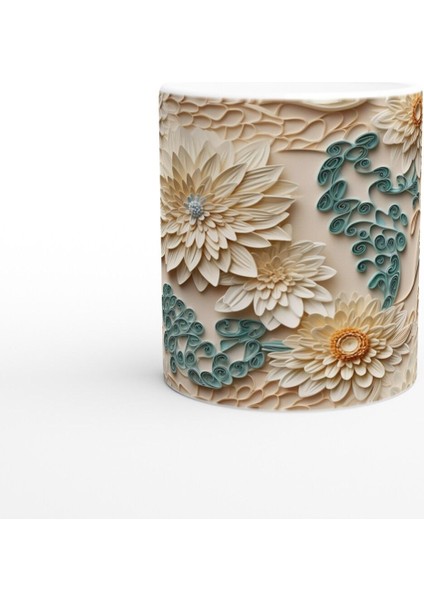 Sarmal Desenli Krem Çiçekli Kupa Bardak fiyatları