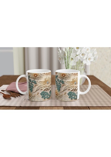 Sarmal Desenli Krem Çiçekli Kupa Bardak indirimleri