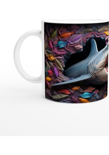 Ağzı Açık Köpekbalığı ve Renkli Resifler Su Altı Temalı Kupa Bardak fiyatları