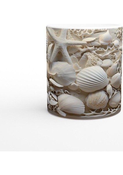 Deniz Yıldızları ve Kabuklarla Bezeli Su Altı Temalı Kupa Bardak