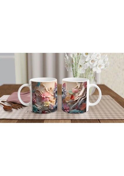 Çiçek Bahçesindeki Sevimli Tüylü Kedi Baskılı Kupa Bardak indirimleri