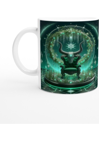 Boğa Burcu Baskılı Kahve Kupası - Galaktik Taht Odası Temalı Vs2