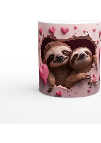 Kalpli Duvarın Ardından Bakan Tembel Hayvanlar Temalı Baskılı Kupa Bardak