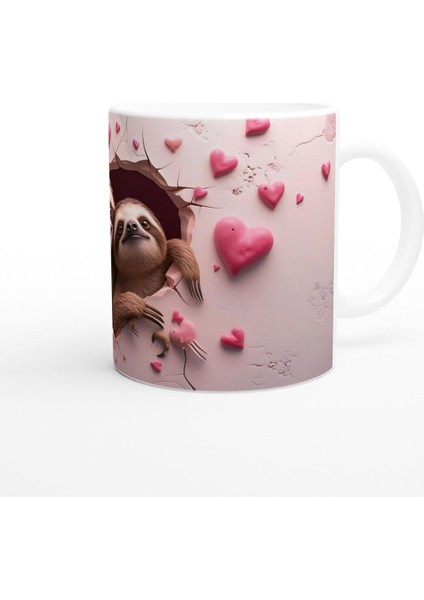 Kalpli Duvarın Ardından Bakan Tembel Hayvanlar Temalı Baskılı Kupa Bardak modelleri