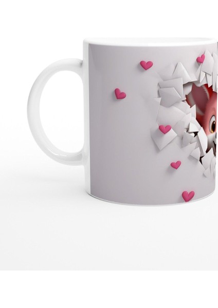 Kalp Zarf Içinden Bakan Sevimli Tilki Temalı Baskılı Kupa Bardak fiyatları