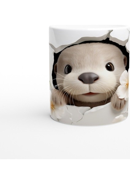 Kırık Duvarın Ardından Bakan Sevimli Su Samuru Baskılı Kupa Bardak