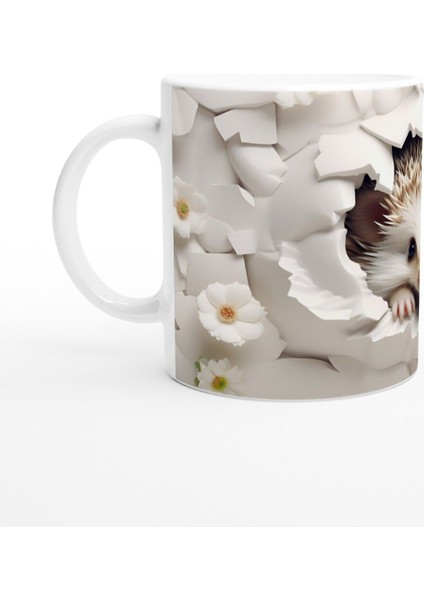 Kırık Seramikler Arasından Bakan Sevimli Kirpi Baskılı Kupa Bardak fiyatları