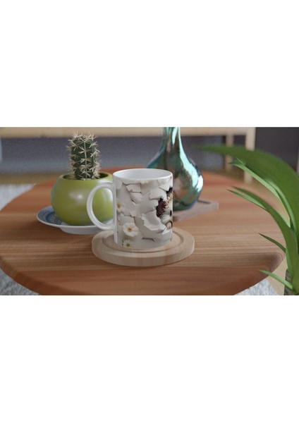 Kırık Seramikler Arasından Bakan Sevimli Kirpi Baskılı Kupa Bardak fırsatları