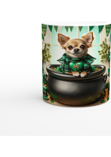 Yonca Kolyeli Chihuahua Temalı Baskılı Kupa Bardak